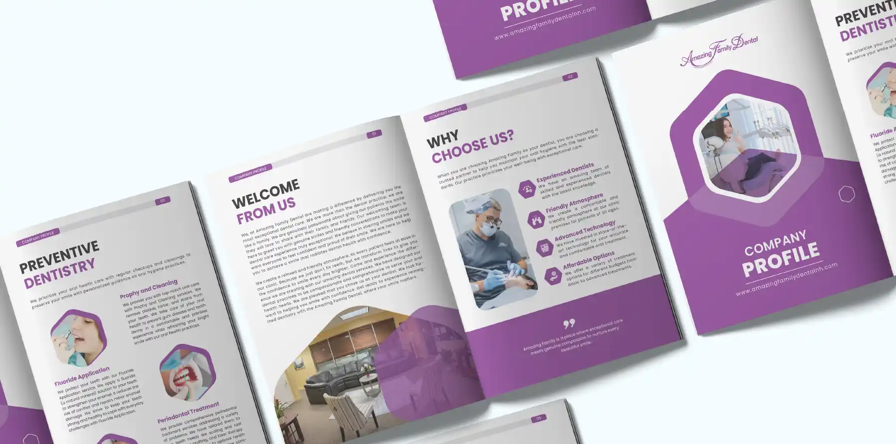 Engaging branding materials for dental practices, showcasing unique logos and design elements that attract patients.