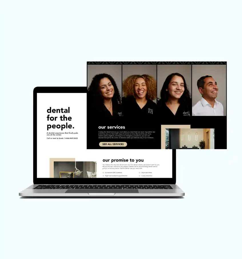 Responsive dental website design optimized for mobile devices, improving accessibility and visibility.